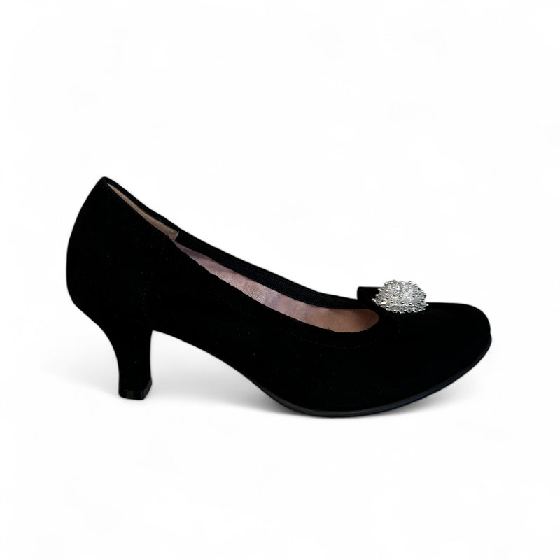 Le Babe Black Suede Kitten Heel