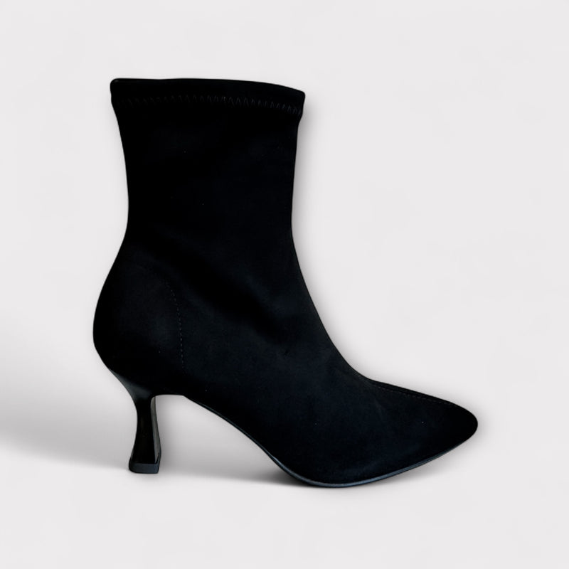Miss Elastic Black Suede Sock Boot