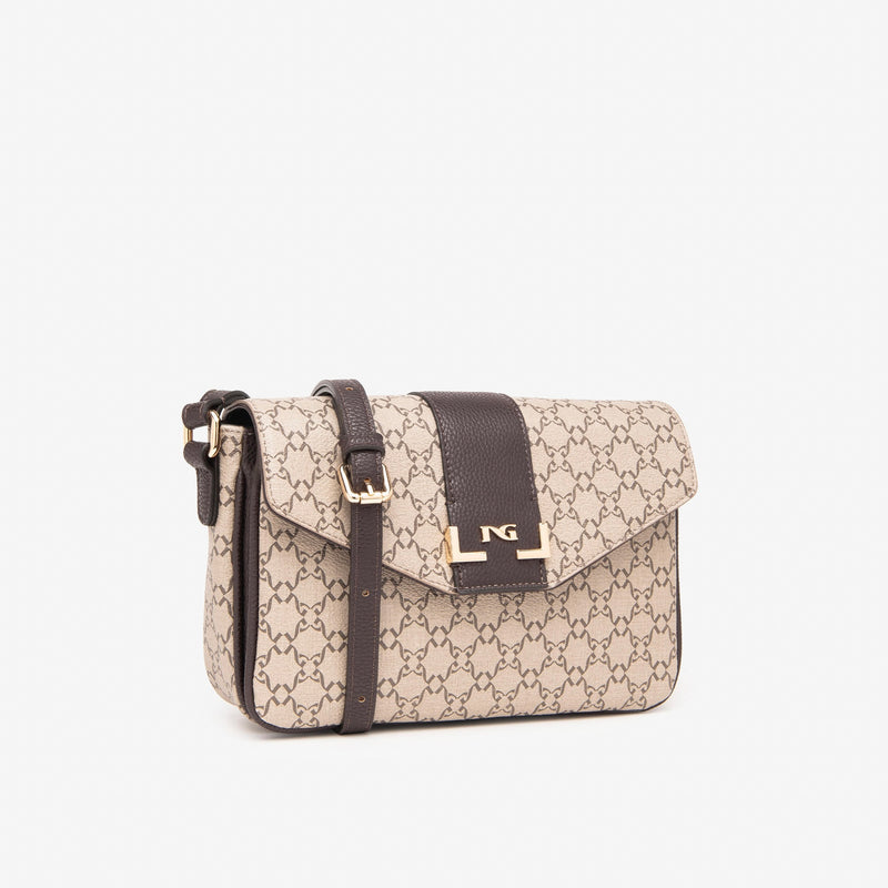 NeroGiardini Taupe & Brown Crossbody Bag