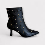 Pedro Anton Gerona Black Leather Ankle Boot with gold studs