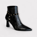 LODI Relle Black Patent Ankle Boot with studs