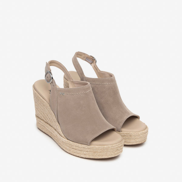 NeroGiardini Taupe Platform Wedge Sandal