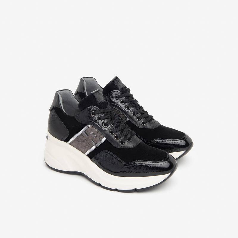 NeroGiardini Black High Wedge Trainer