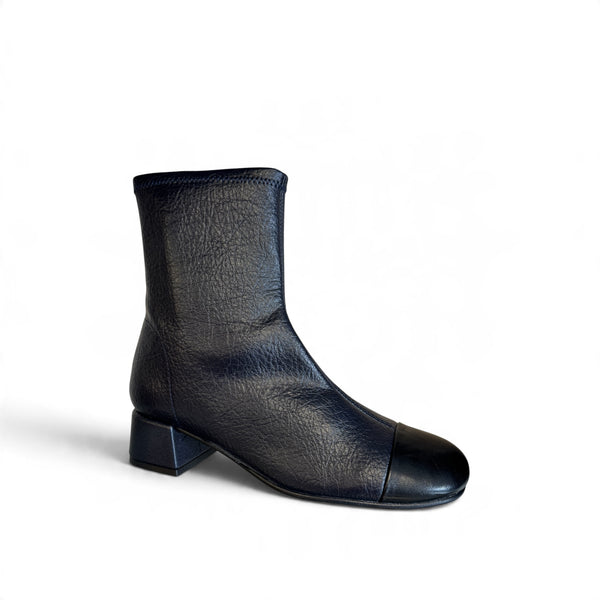 Miss Elastic Navy & Black Ankle Boot - 75347