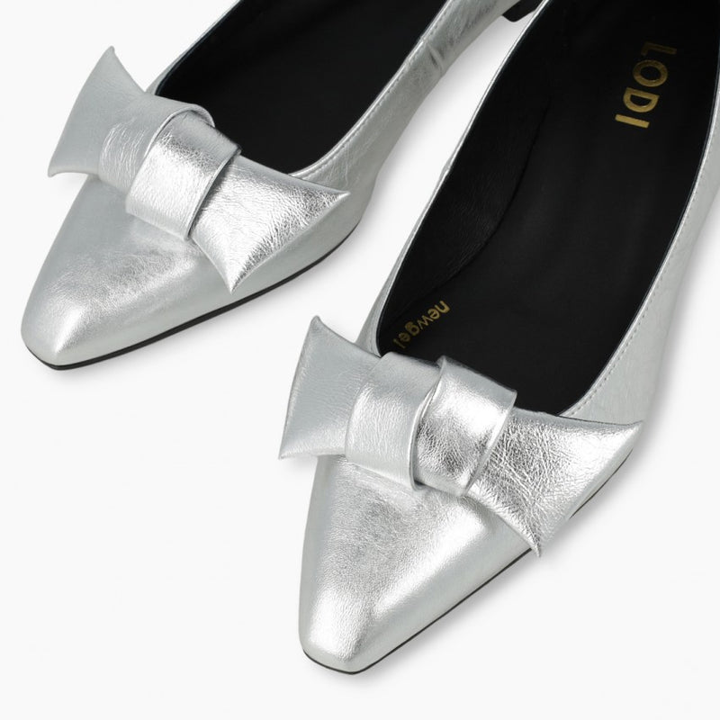 LODI Silver Low Heel Shoes