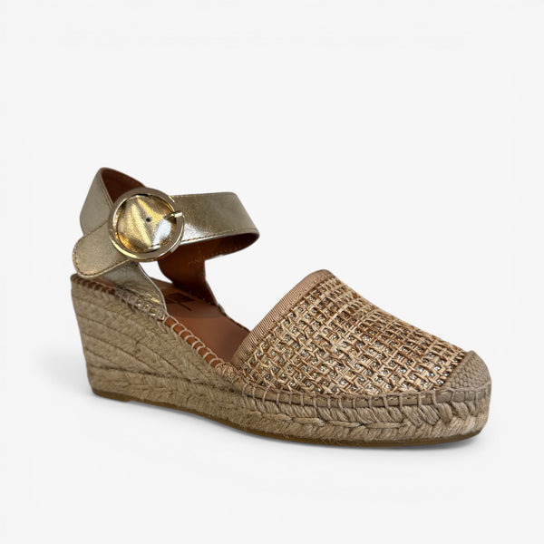 Viguera 2305 Gold Raffia Espadrille