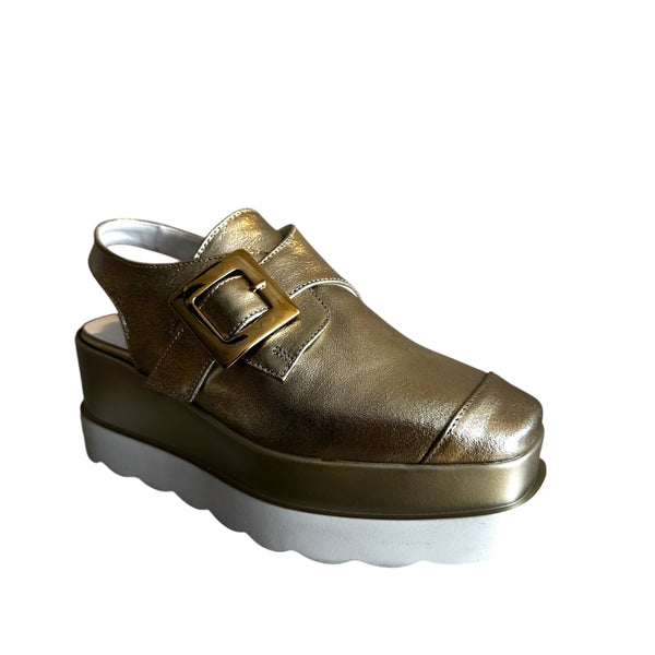 Marco Moreo Gold Leather Slingback