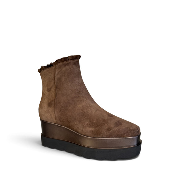 Marco Moreo Blanca Brown Platform Suede Ankle Boot
