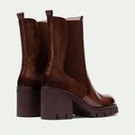 Hispanitas Zurich Brown Patent Leather Pull-On Ankle Boot