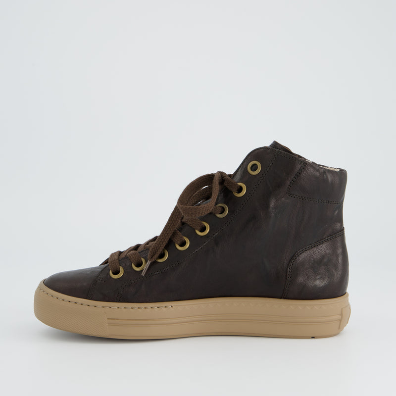 Paul Green Brown Leather Hi-Top Trainer