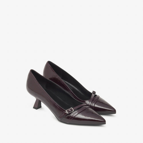 NeroGiardini Burgundy Patent Kitten Heel Shoe