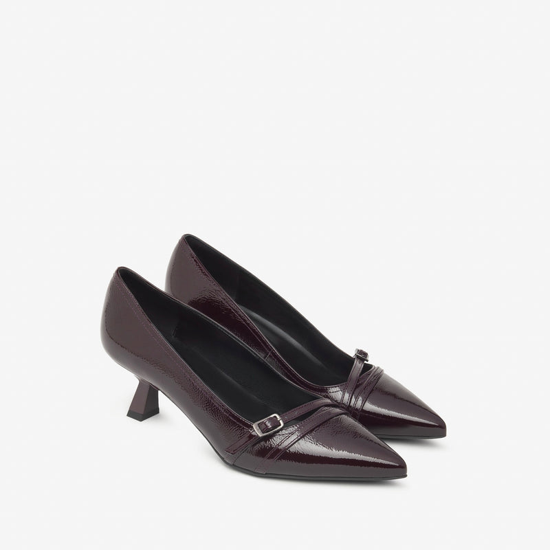 NeroGiardini Burgundy Patent Kitten Heel Shoe