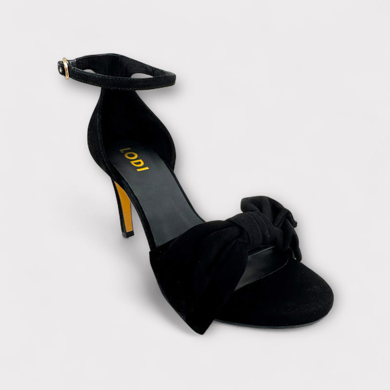 LODI Ingal Black Suede Ankle Strap Sandal
