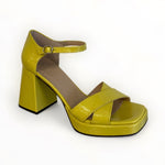 Wonders Julia Lime Patent Platform Sandal