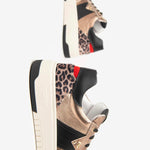 NeroGiardini Gold & Black Leopard Print Trainer