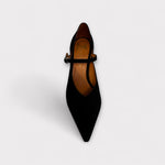 Marian Black Suede Court Shoe