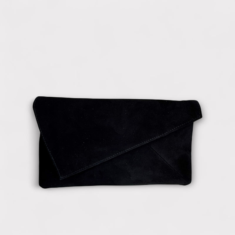 Marian Black Suede Clutch Bag