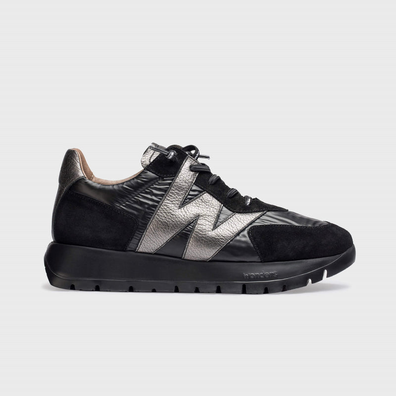 Wonders Oslo Black & Pewter Trainer