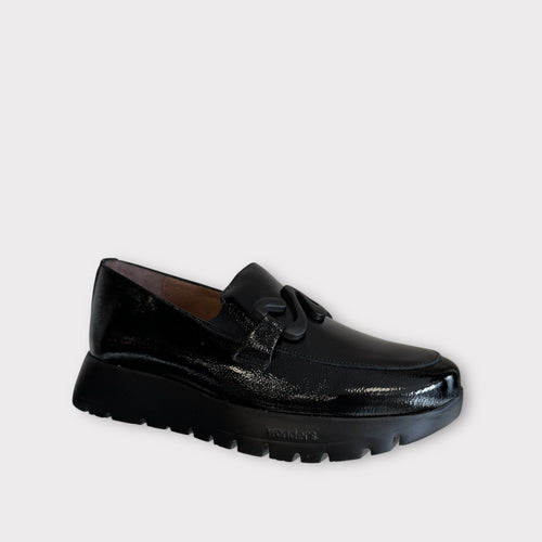 Wonders A-2494 Odisei 94 Black Patent Wedge