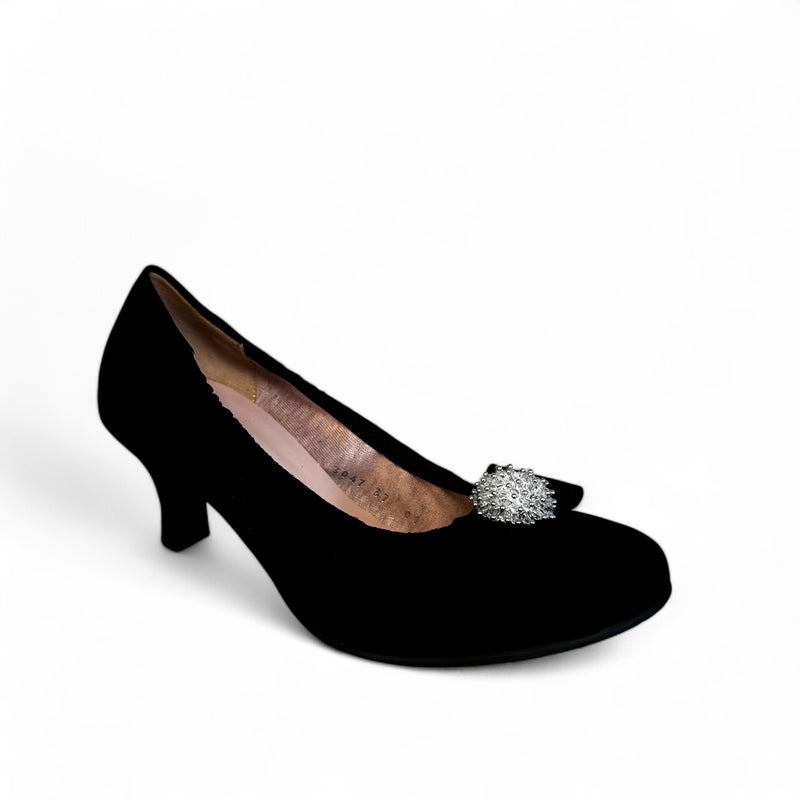 Le Babe Black Suede Kitten Heel