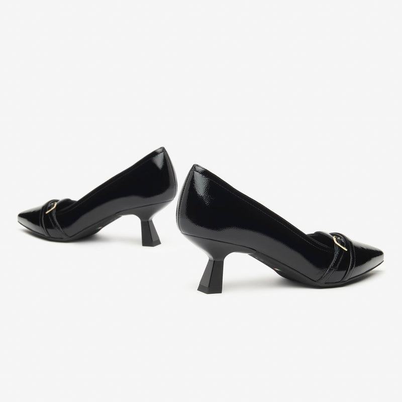 NeroGiardini Black Patent Kitten Heel Shoe