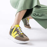 Wonders Meri Khaki & Lime Trainer