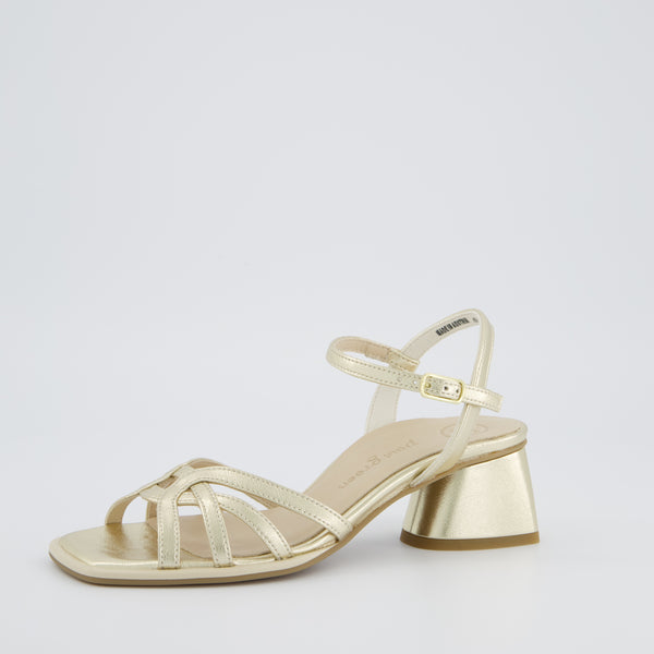 Paul Green Gold Block Heel Sandals