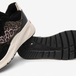 NeroGiardini Black Leopard Print Wedge Trainer