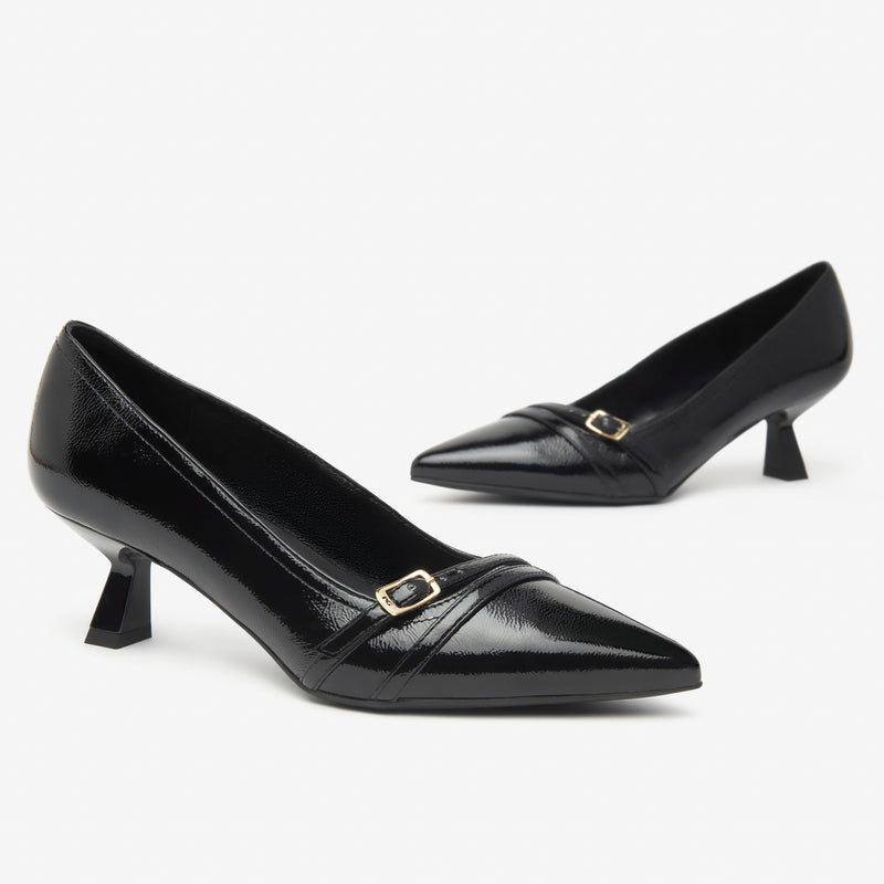 NeroGiardini Black Patent Kitten Heel Shoe