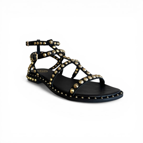 ASH Precious Black Sandal - Gold Studs