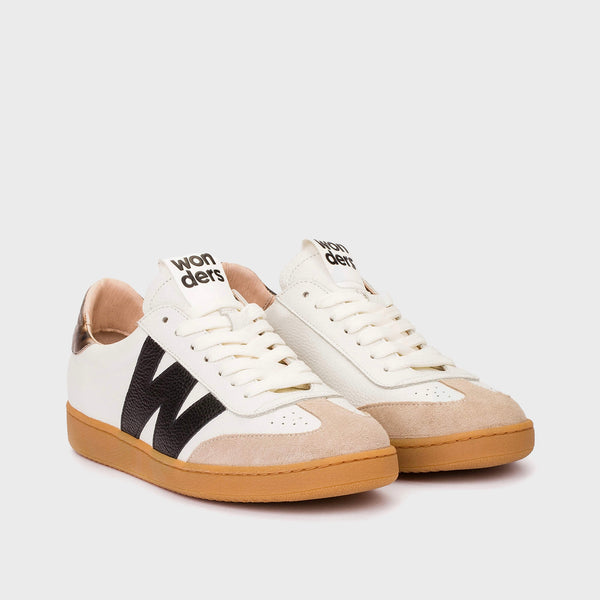 Wonders AP-2001 Off White & Black Trainer