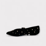 Pedro Anton Barcelona Black Suede Pump with gold studs