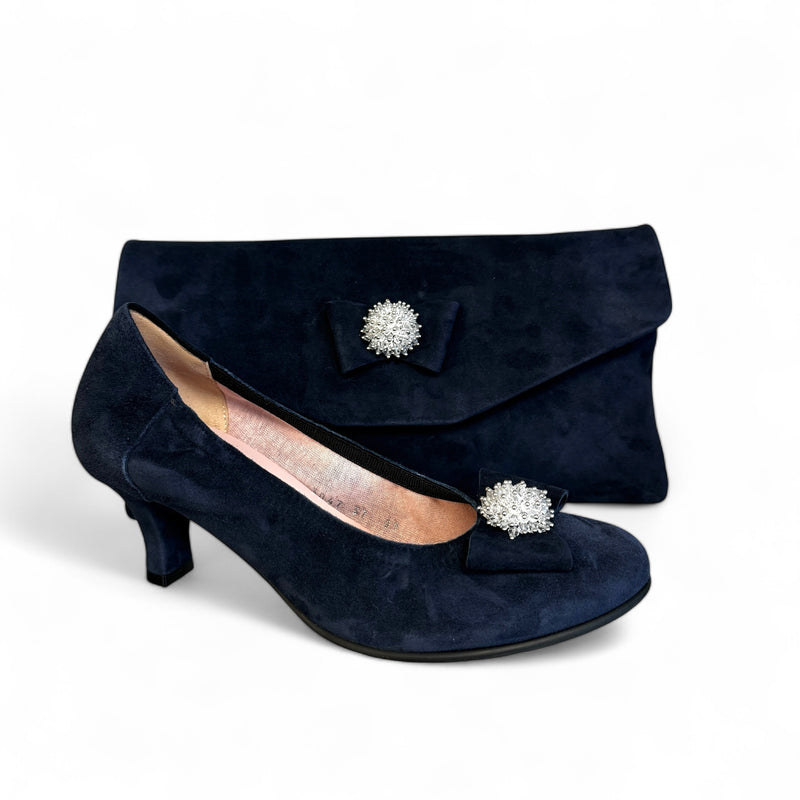 Le Babe Navy Suede Kitten Heel