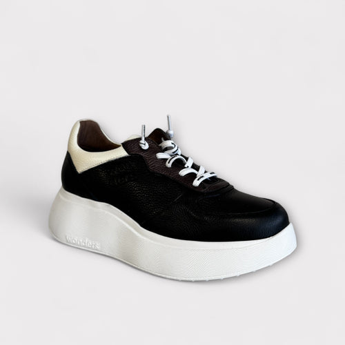 Wonders Roma 30 Black & Cream Chunky Trainer