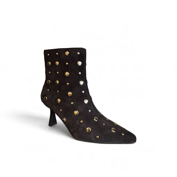 Pedro Anton Gala Brown Suede Boot - Gold Studs