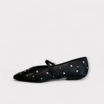 Pedro Anton Barcelona Black Leather Pump with gold studs
