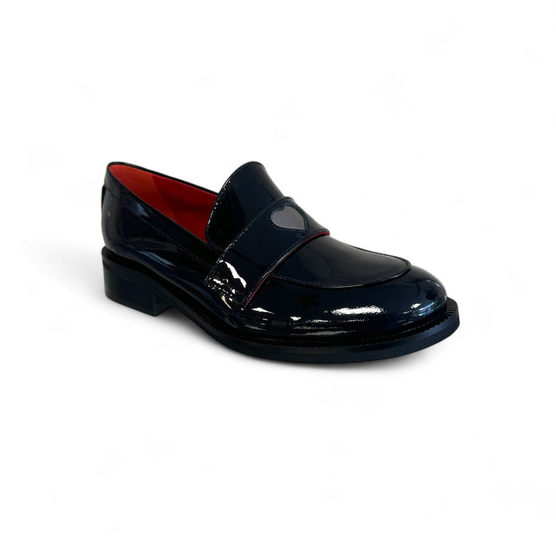 Marco Moreo Navy Patent Heart Loafer