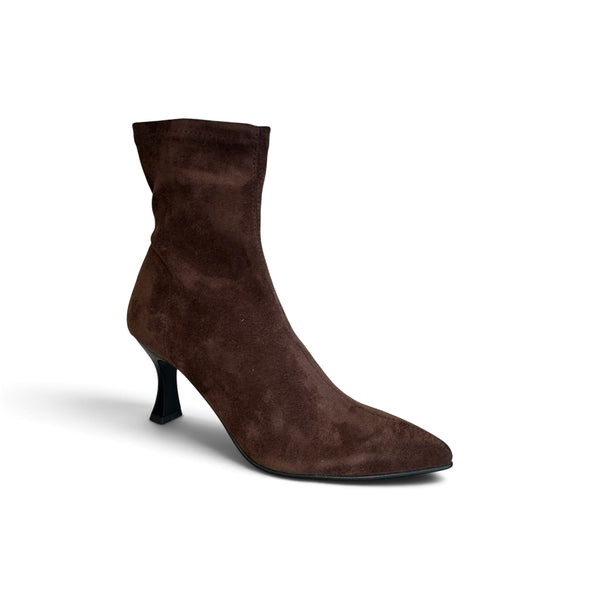 Miss Elastic Brown Suede Sock Boot - 78042