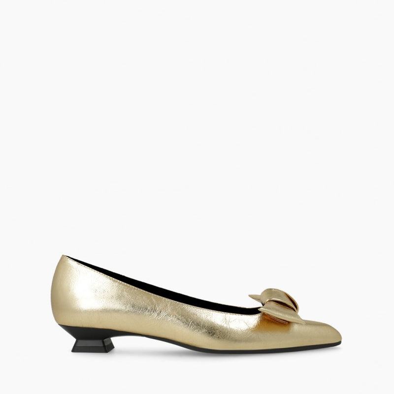 LODI Gold Leather Low Heel Shoes