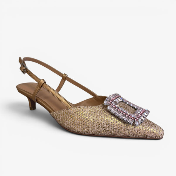 LODI Raffia Rosegold Kitten Heel