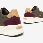 NeroGiardini Green & Burgundy Wedge Trainer