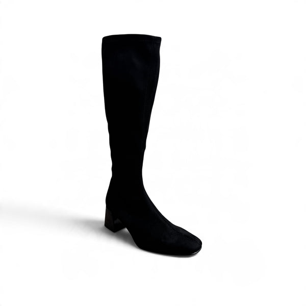 Miss Elastic Black Knee Boot - 75435