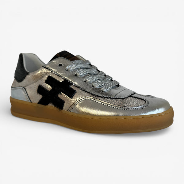 Another Trend Metallic Silver & Black Trainer