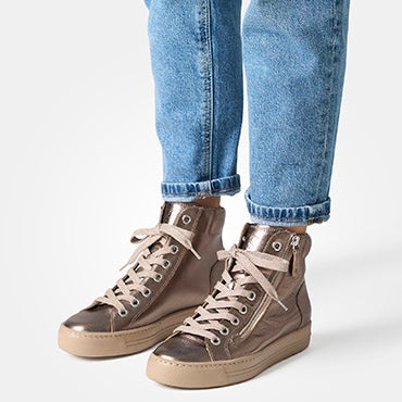 Paul Green Bronze Leather Hi-Top Trainer