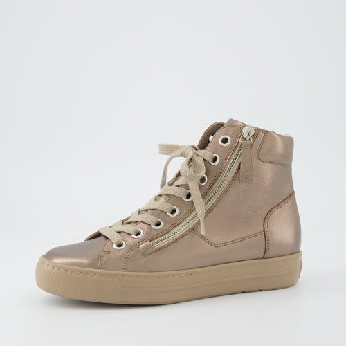 Paul Green Bronze Leather Hi-Top Trainer