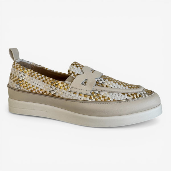 XSA E25M0234 Cream & Gold Loafer