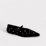 Pedro Anton Barcelona Black Suede Pump with gold studs