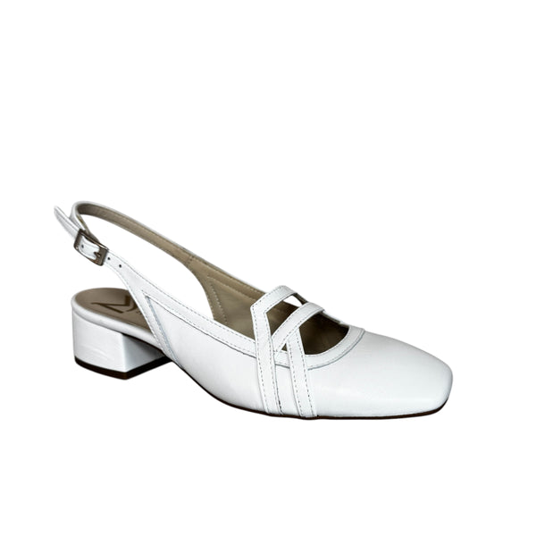 Marian White Leather Slingback