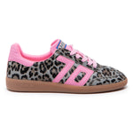 Back 70 Cloud Grey & Pink Leopard Print Trainer