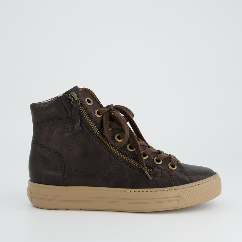 Paul Green Brown Leather Hi-Top Trainer